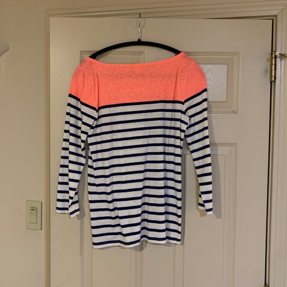 J Crew Orange/White/Blue Striped Top sz S - Picture 4 of 6
